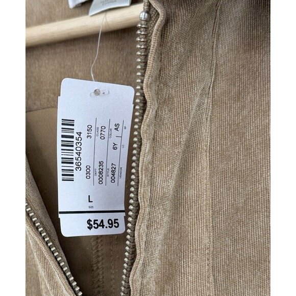 NWT Christopher & Banks Khaki Brown Corduroy Zip Blazer Jacket Sz L Preppy Ofc - Picture 7 of 11